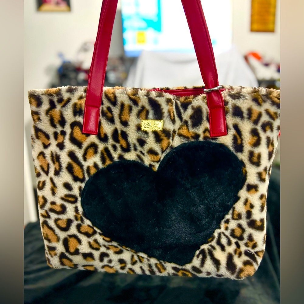 Betsey Johnson Faux Fur Tote.  Leopard print.